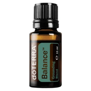 Frasco de Aceite Balance doTERRA sobre fondo natural