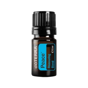Frasco de Aceite Peace doTERRA Mezcla reconfortante sobre fondo relajante