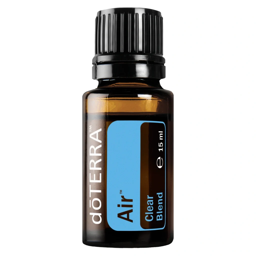 Frasco de Aceite Air doTERRA sobre fondo natural, representando frescura y bienestar respiratorio.